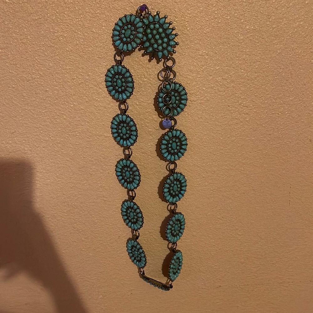 Cavenders Lucky & Blessed belt M/L fits up to 33” comfy. Missing one gem